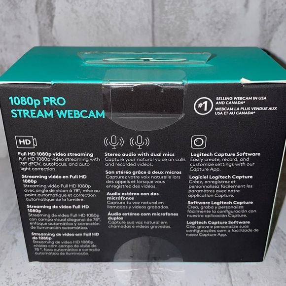 Logitech 1080p Pro Stream Webcam NWT IN Box. Never opened or used - Picture 2 of 5